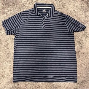 Puma Blue Striped Polo Shirt Sporty Casual